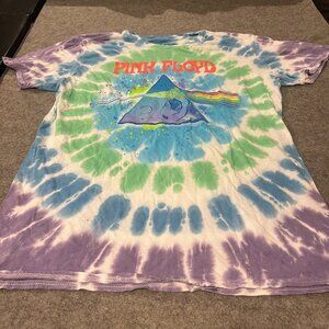 Liquid Blue Pink Floyd Tie Dye Shirt Mens Large Dark Side Of The Moon Green